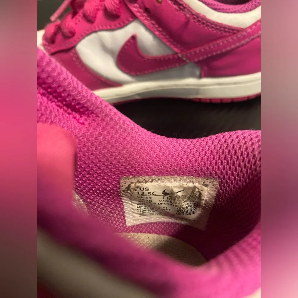 Item 74 Nike Kids Pink and White Low-Top Sneakers - Picture 8 of 9